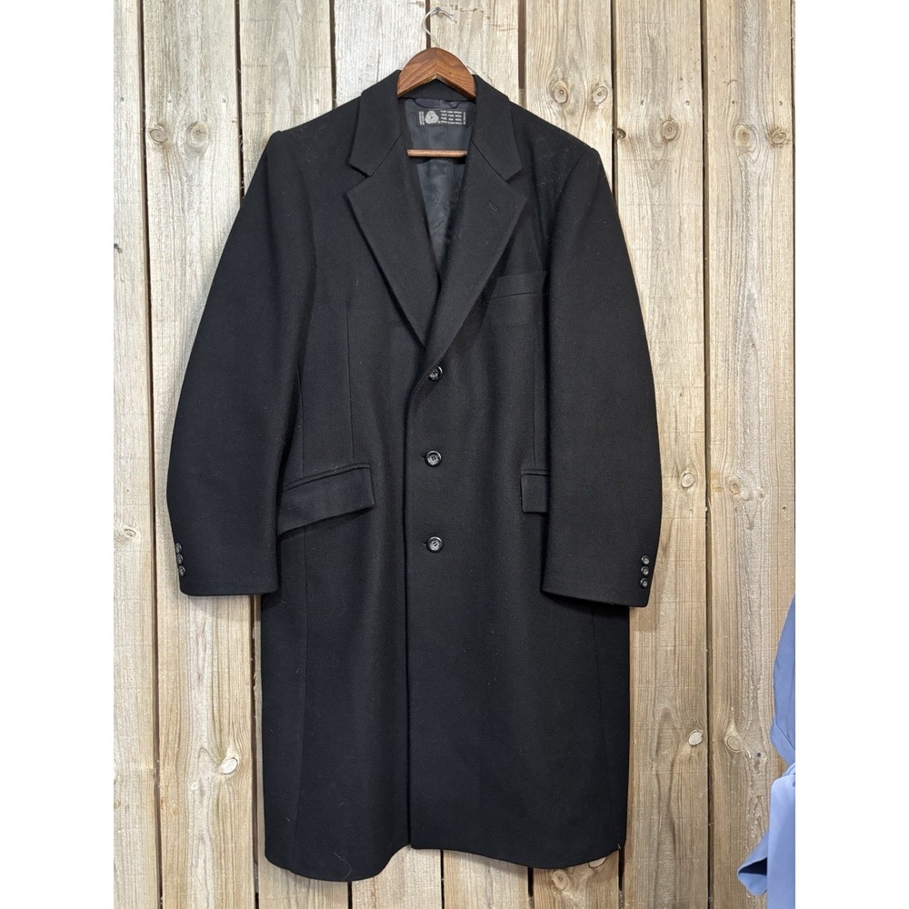 Vintage Campau Black Wool Overcoat Men's Classic Tailored Pure‎ New Wool